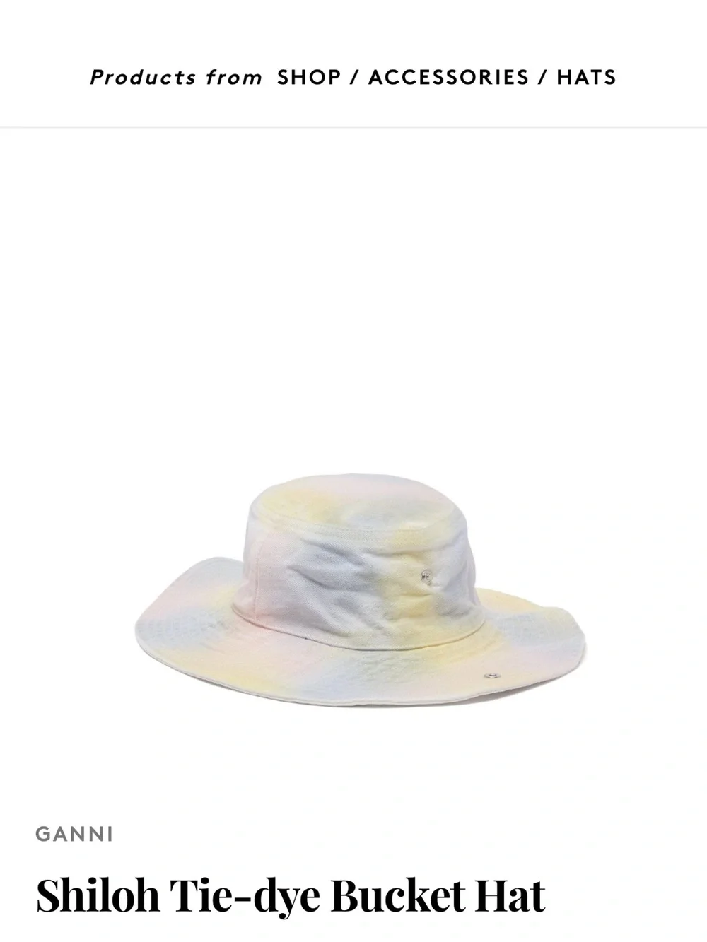 Ganni Pastel Tie-Dye Wide-Brim Bucket Hat